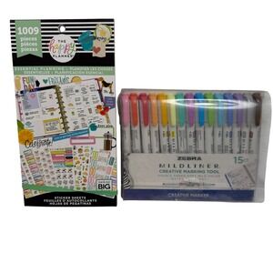 The Happy Planner Sticker Pack Zebra Mildliner 15ct Multicolor Creative Markers
